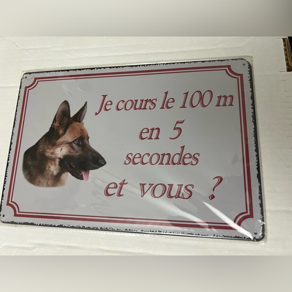 3/$20  Dog I RUN THE 100M IN 5 SEC, AND YOU? 8x12” Metal Sign - NEW tin wall art